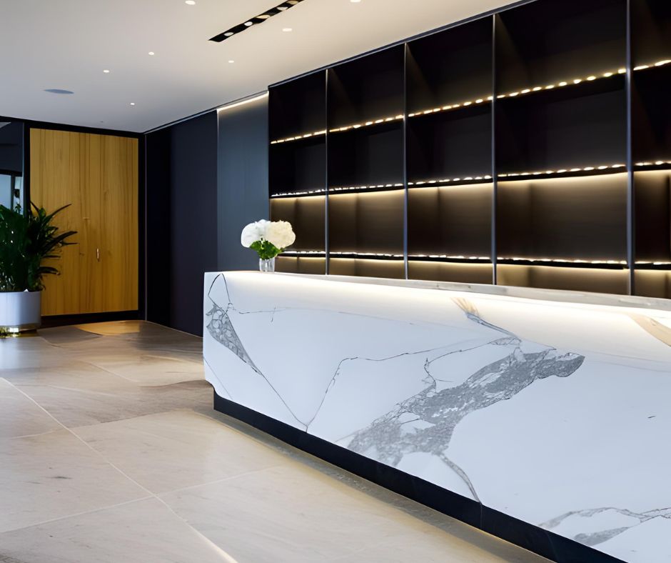 recepcja, blaty kuchenne komercyjne