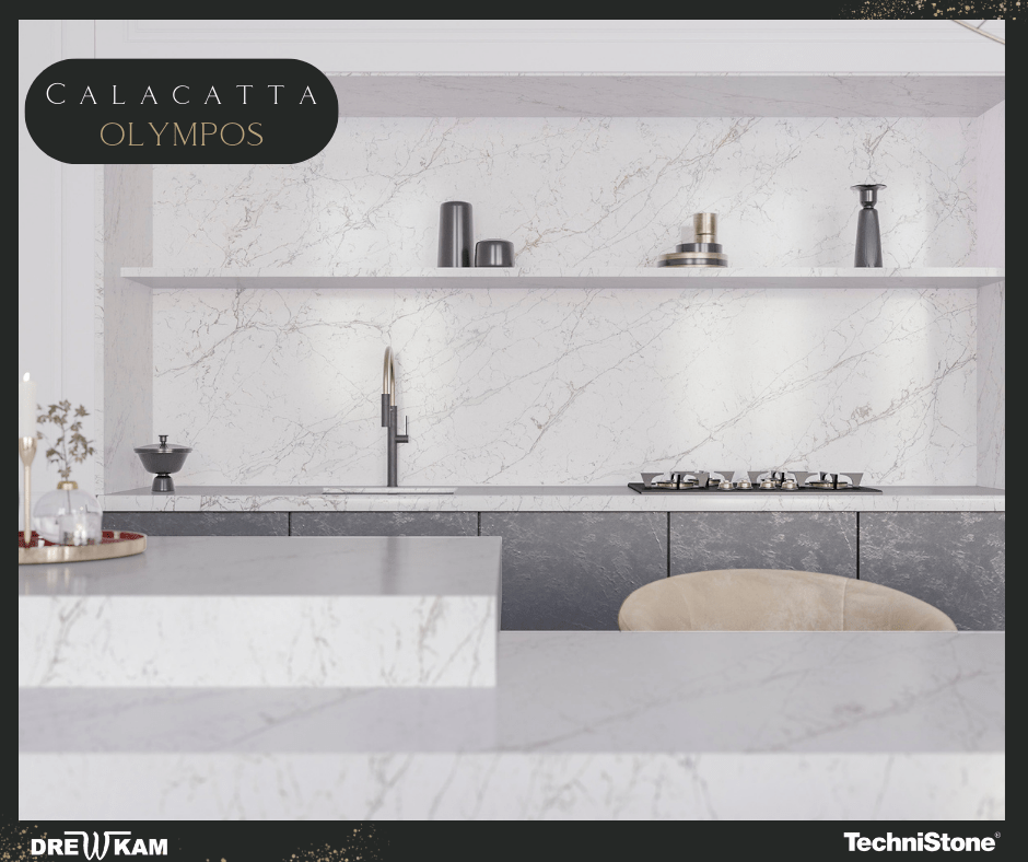 Calacatta Olympos - Konglomerat kwarcowy Technistone, blat kuchenny