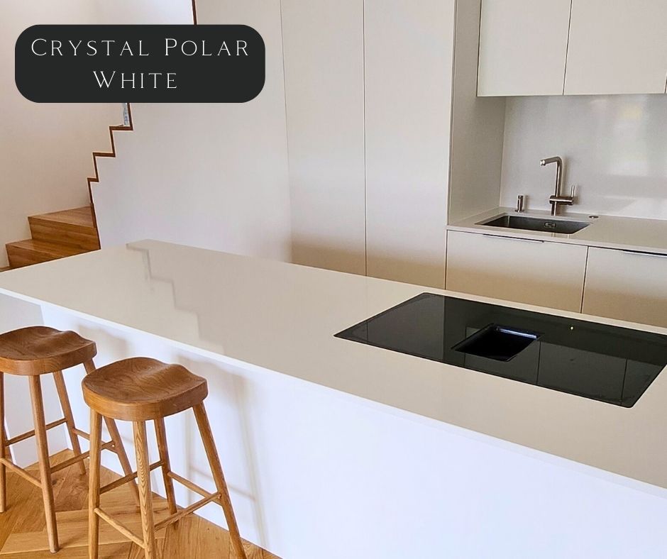 Biały blat kuchenny, crystal polar white technistone