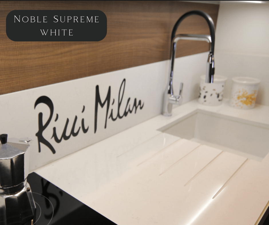 Biały blat kuchenny, noble supreme white technistone