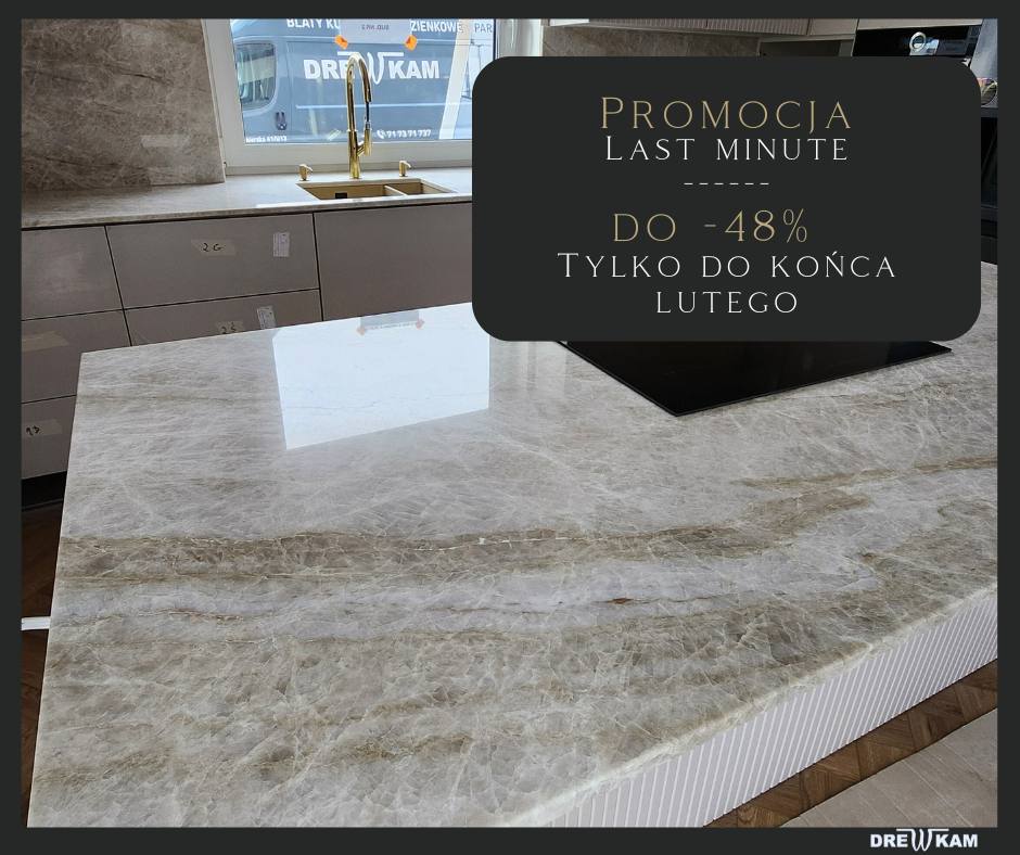 promocja na wybrane materiały, blaty kuchenne