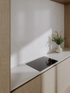 Blaty kuchenne technistone mistral white, biały blat z żyłkami