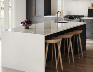 blaty kuchenne Silestone Linen Cream, beżowy blat kuchenny, wyspa kuchenna